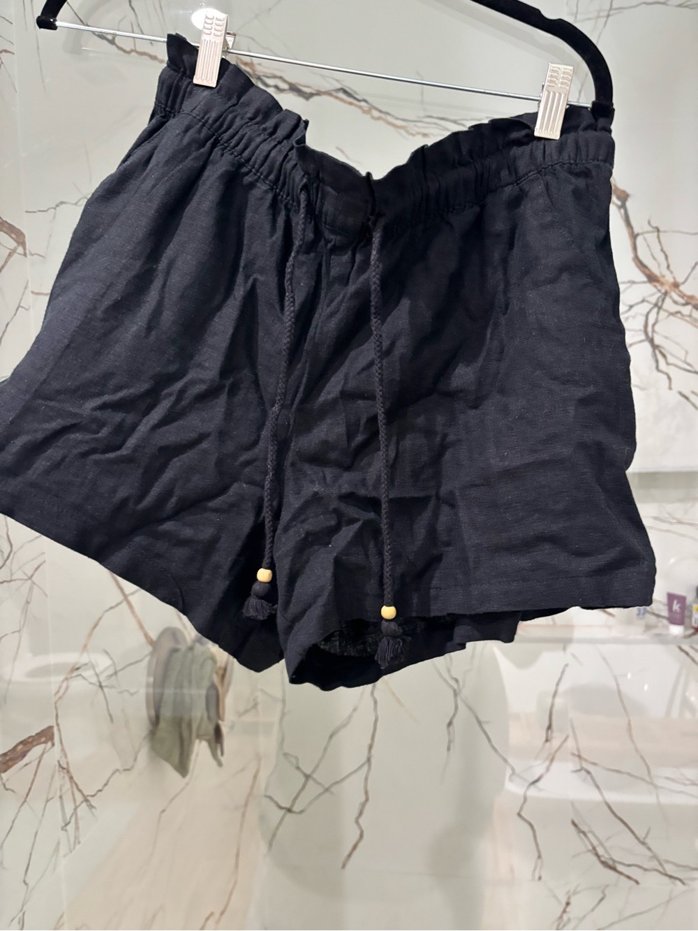 Old Navy Black Drawstring Linen-Blend Shorts